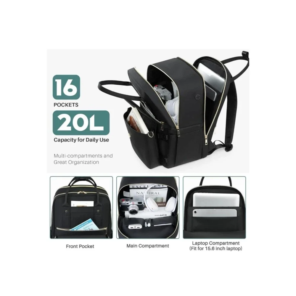 Rinlist Large Backpack for Men Women, Travel Backpack Flight-approved Black - Picture 2 of 10